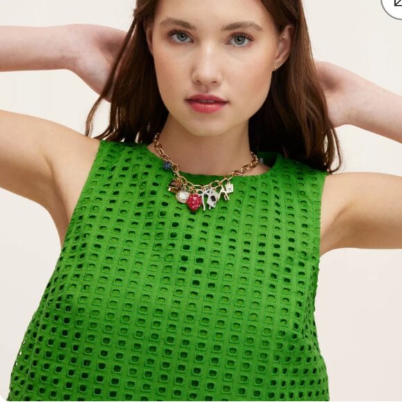 NWT Kate Spade New York x Target Eyelet Shell Tank Top Green - Picture 3 of 6